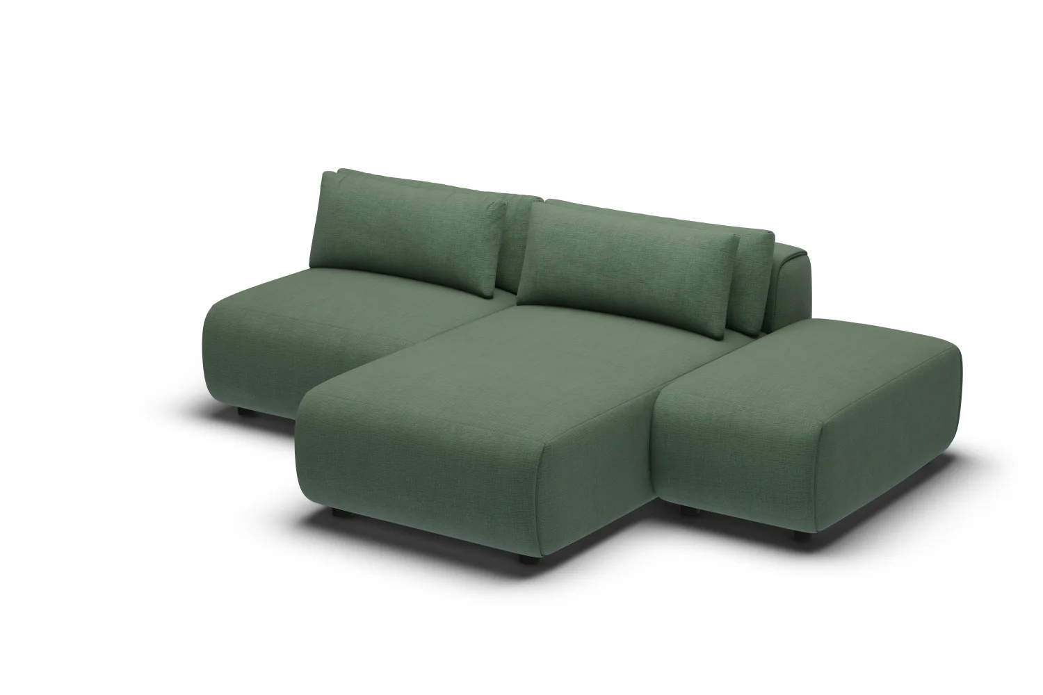 Amada modular sofa, Chaise Lounger Two Seater in Forest, three-quarter view