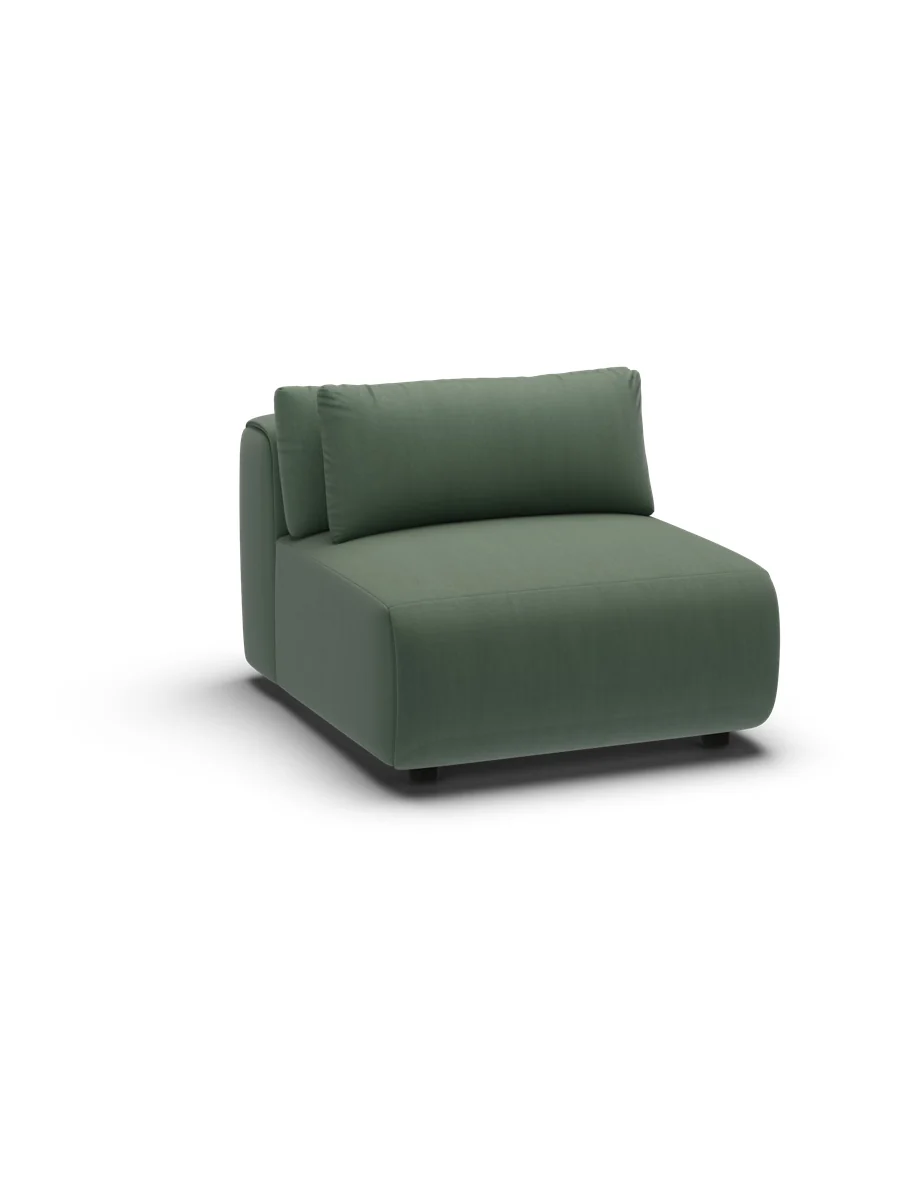 CGI packshot of the same Amada seat in forest velvet