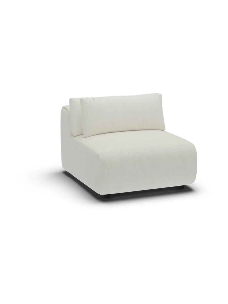 CGI packshot of the Amada armless seat in ivory velvet