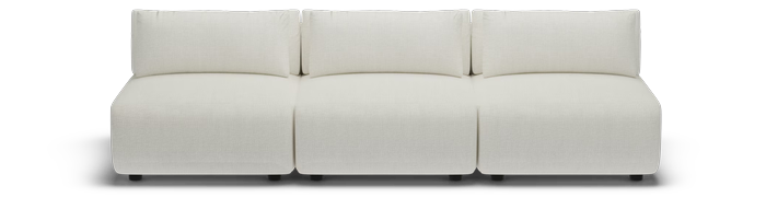 The Amada three seater in white, the shape on its own