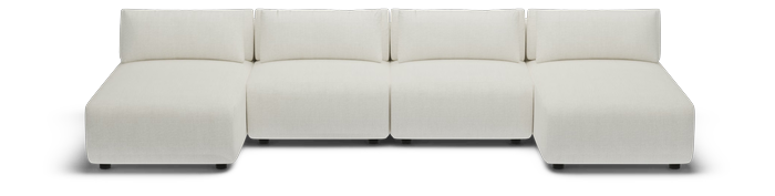 The Amada U-shape four seater in white, the shape on its own