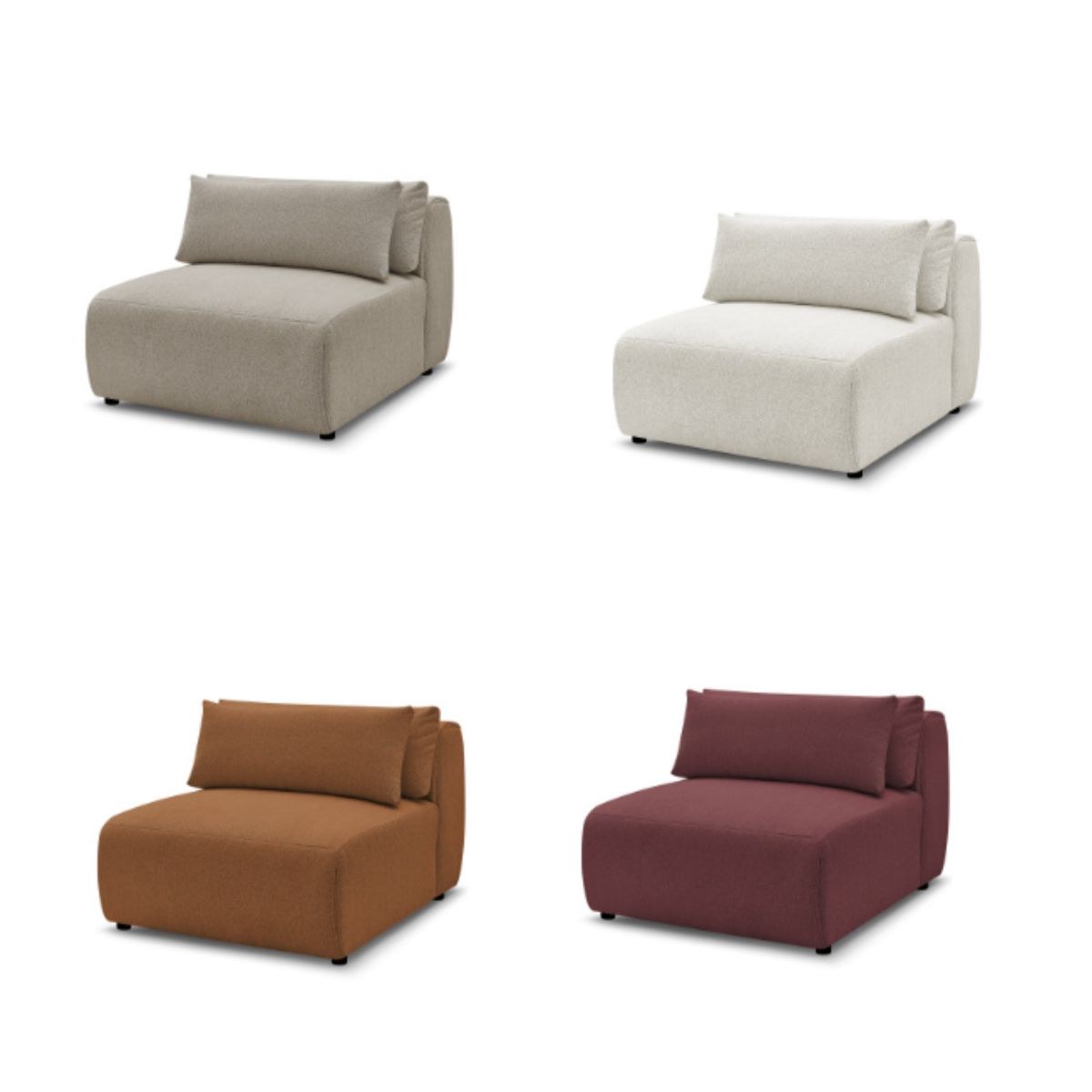The brand's own shots of a single Amada seat module in four colourways