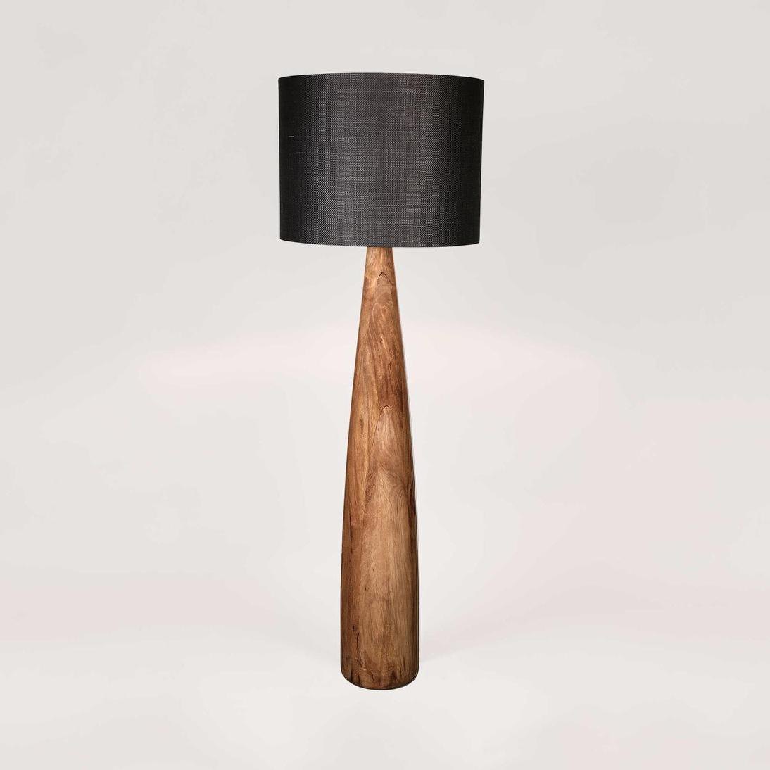Samson wood floor lamp with a black shade, the product photo supplied by the brand