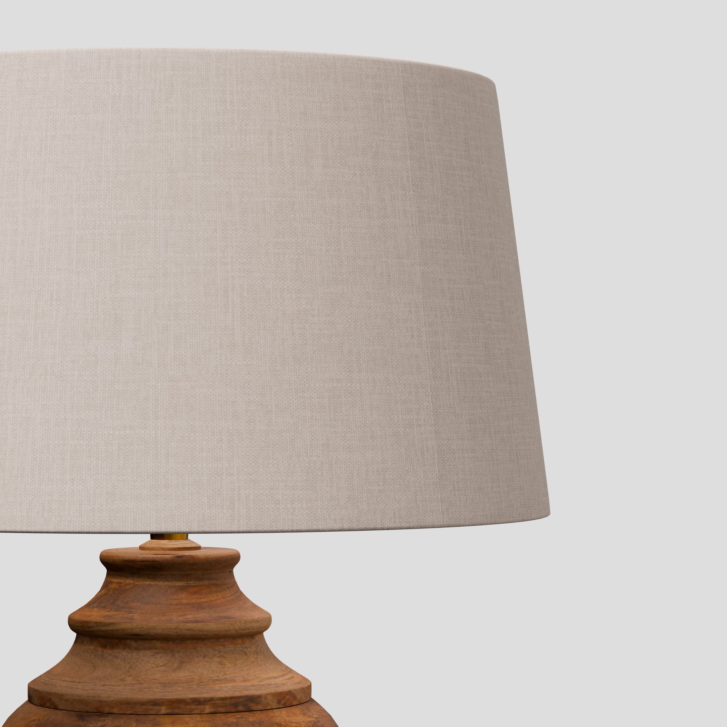 CGI pack shot, Amphora table lamp, close detail of the linen shade