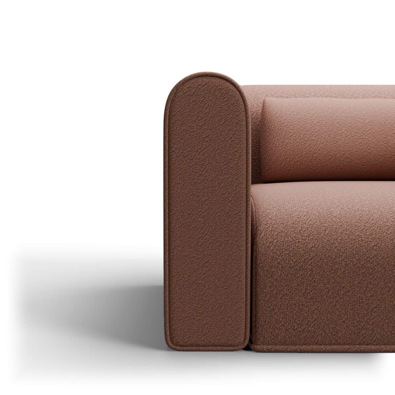 CGI pack shot of the same Sunset Rust 1-seater, side view