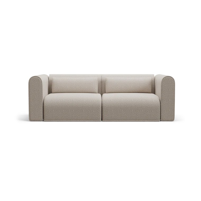 CGI pack shot of the same Limestone 2-seater, front view