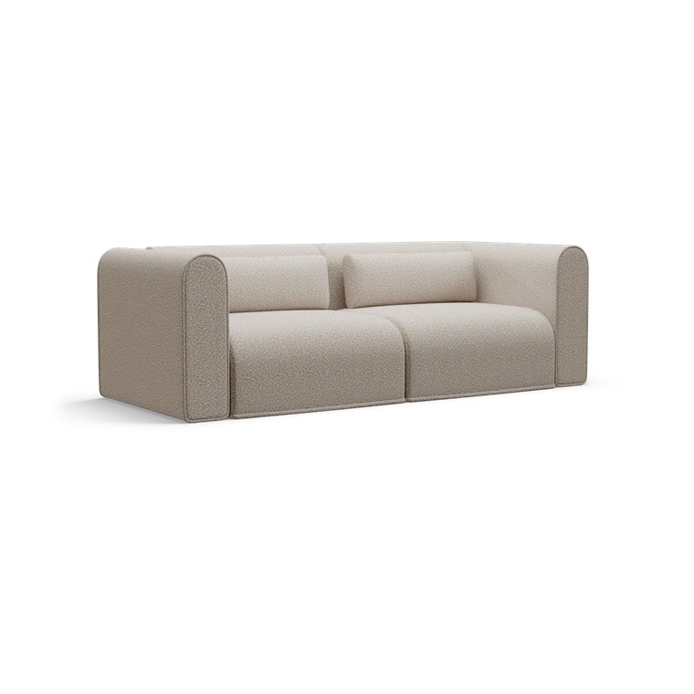 CGI pack shot of the same Limestone 2-seater, three-quarter view