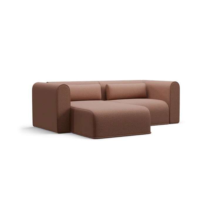 CGI pack shot of the same Sunset Rust longchair, three-quarter view