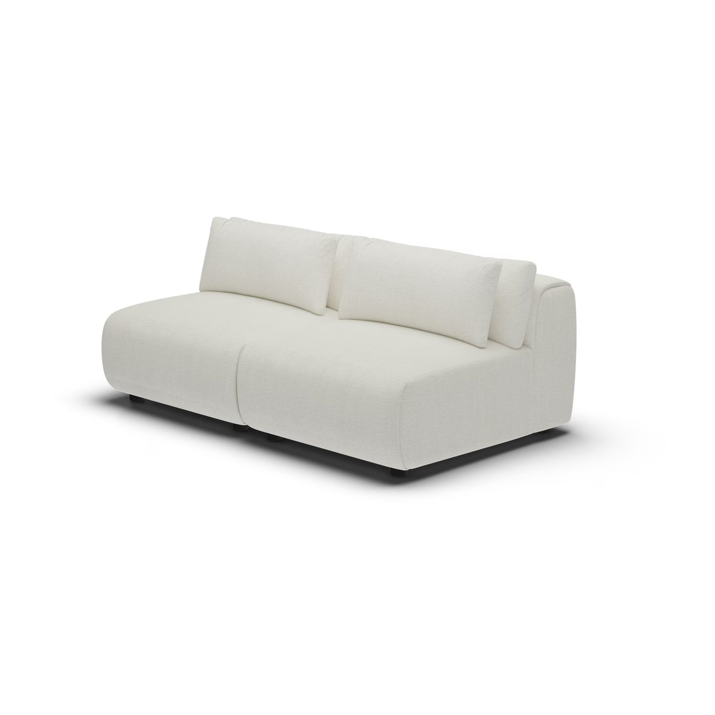 CGI pack shot, two seater, 2 seats in ivory, front right view