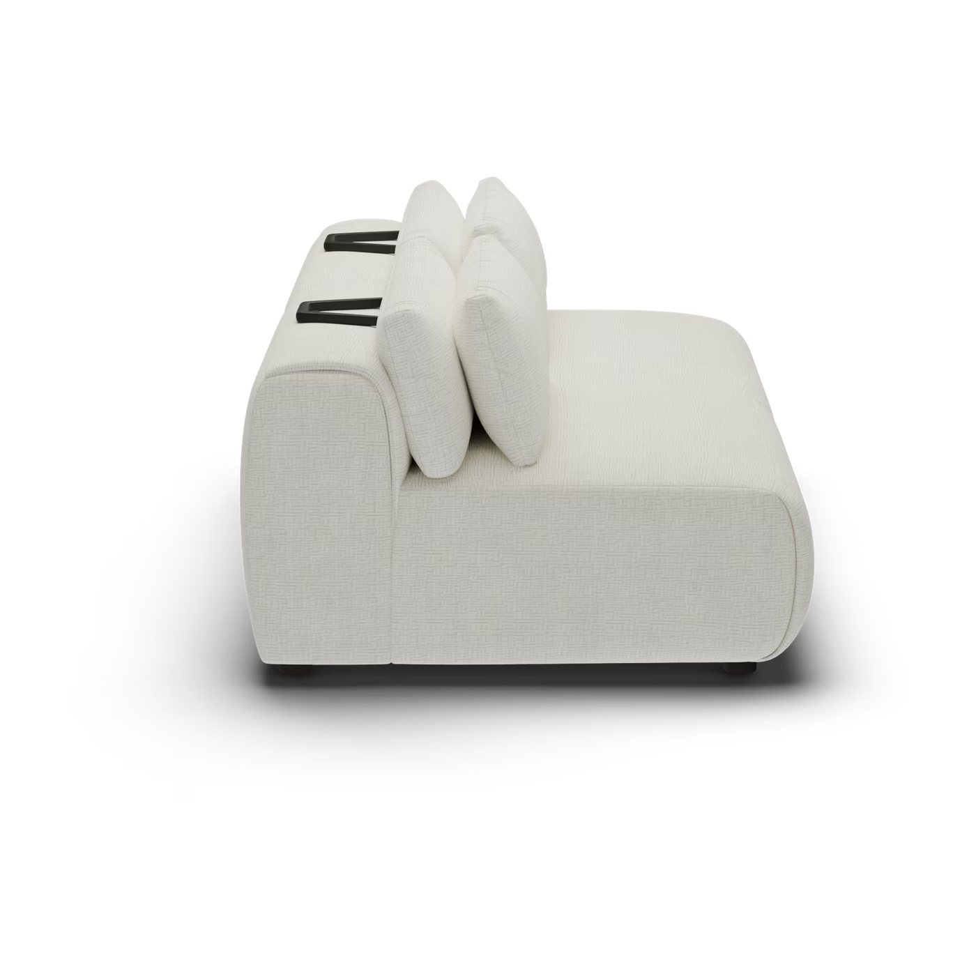 CGI pack shot, two seater, 2 seats in ivory, opposite side view