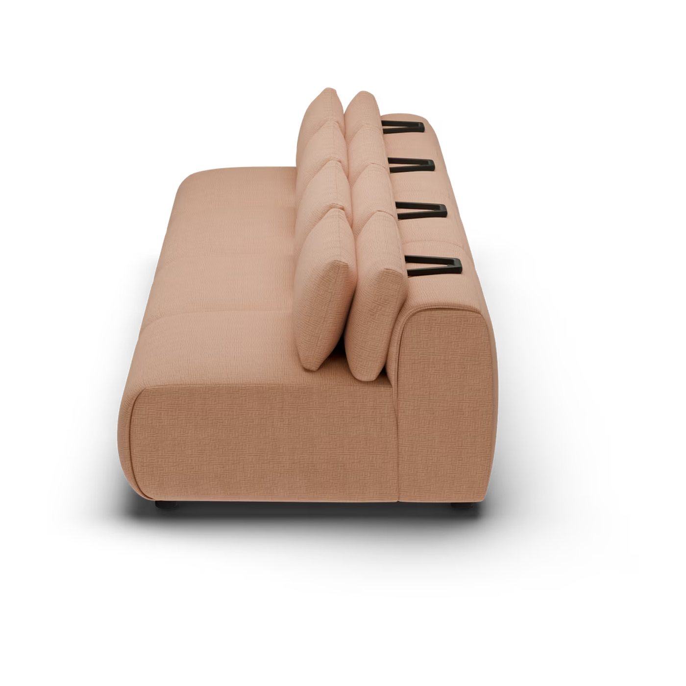 CGI pack shot, four seater, 4 seats in clay, side view