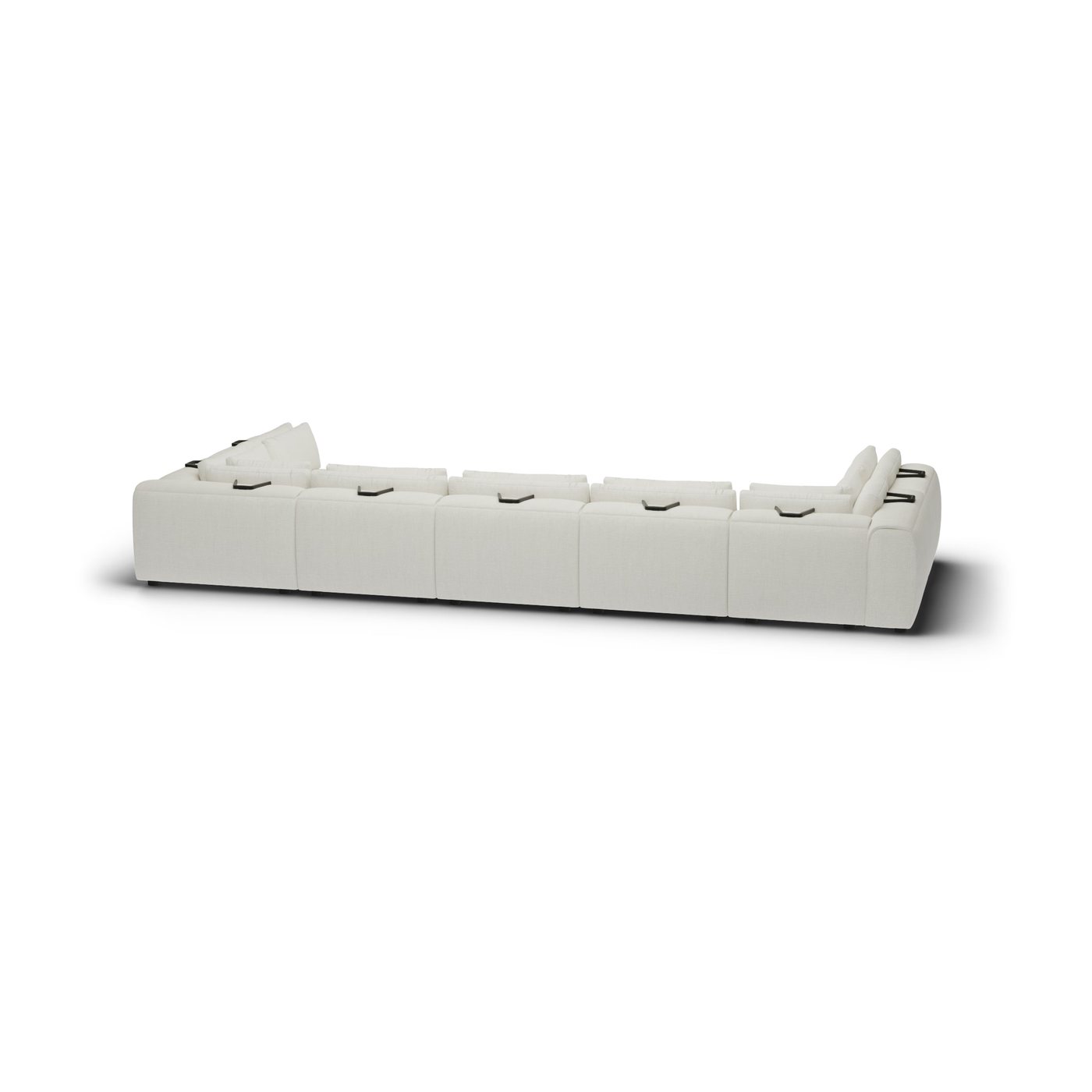 CGI pack shot, u shape sofa, 5 seats in ivory, back view