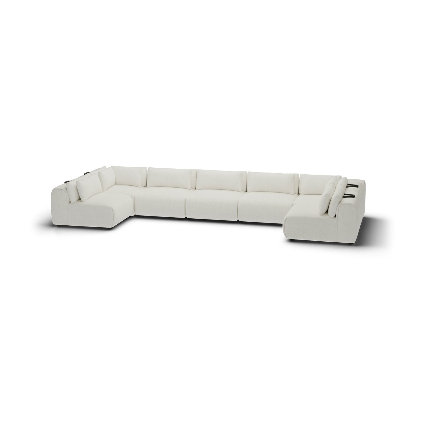 CGI pack shot, u shape sofa, 5 seats in ivory, front view