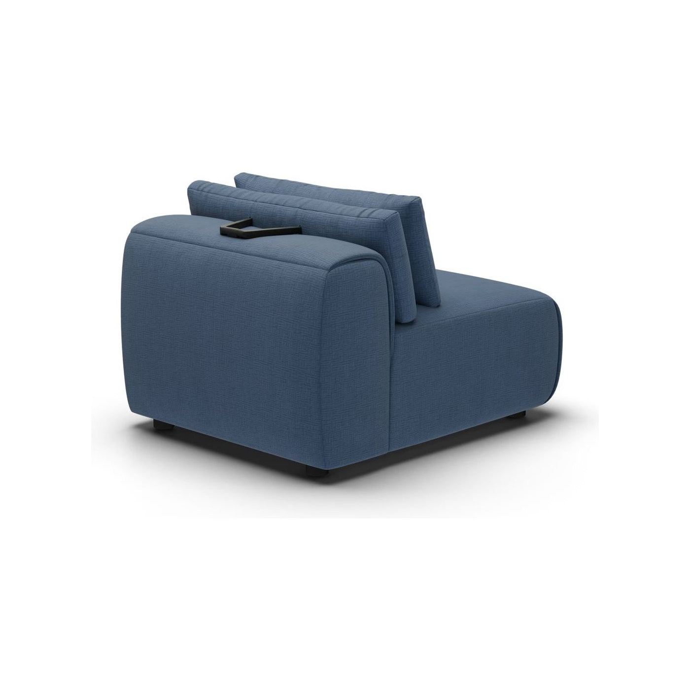 CGI pack shot of the same navy single seat, back left view