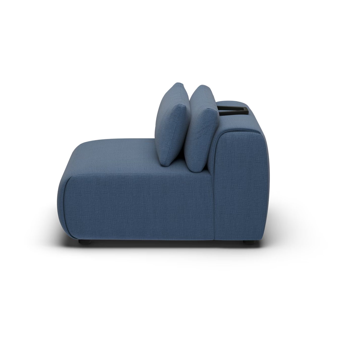 CGI pack shot of the same navy single seat, side view