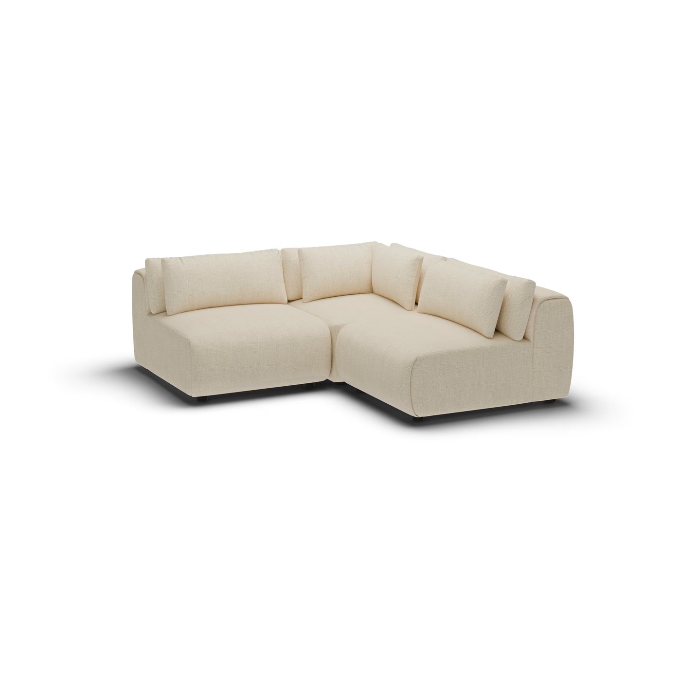 CGI pack shot, l shape corner sofa, 2 seats in sand, front view