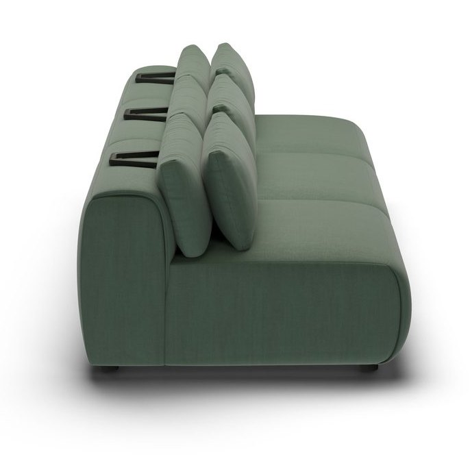 CGI pack shot, three seater in forest velvet, back left view
