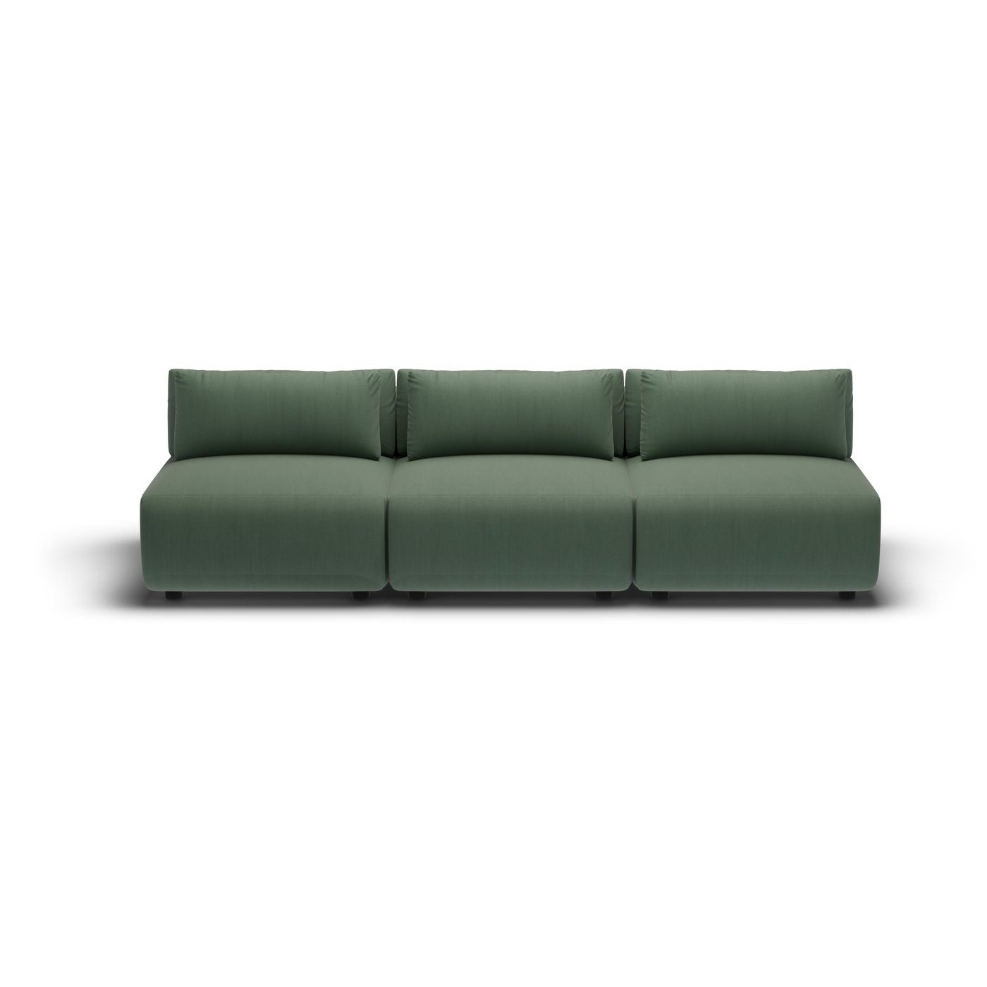 CGI pack shot, three seater in forest velvet, front view