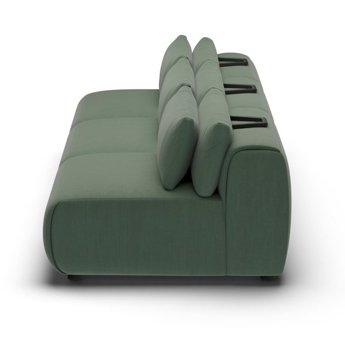 CGI pack shot, three seater in forest velvet, right view